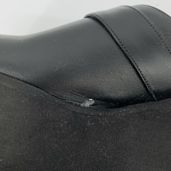 Caligula chunky clogs shoe wedge platform black leather slide Israel clunky 35 5 - Picture 7 of 7